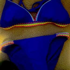 This is a cute blue bikini size large